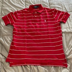 Polo Ralph Lauren red Shirt With white stripes Size L